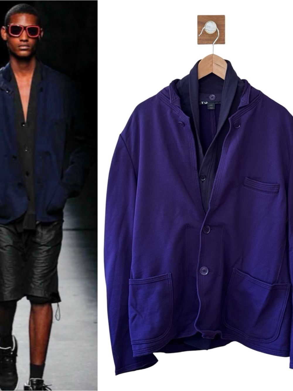 Y-3 Adidas × Yohji Yamamoto Dry French Terry Scarf Blazer Purple Sport Coat M